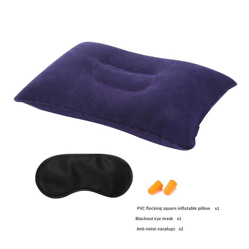 Outdoor Inflatable Pillow Travel Neck Support Pillow Flocking Pressure Pillow
