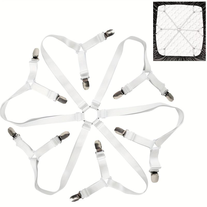 Adjustable 6 Way Cross Bed Sheet Clips for Secure Fit