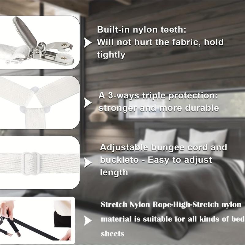 Adjustable 6 Way Cross Bed Sheet Clips for Secure Fit