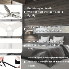 Adjustable 6 Way Cross Bed Sheet Clips for Secure Fit