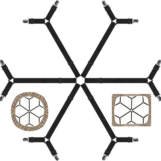 Adjustable 6 Way Cross Bed Sheet Clips for Secure Fit