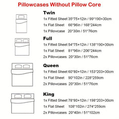 4pcs Brushed Style Bedding Set Solid Soft Fitted Sheet & Flat Sheet