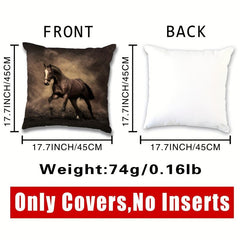 Horse Printed Throw Pillow Cover 18x18in