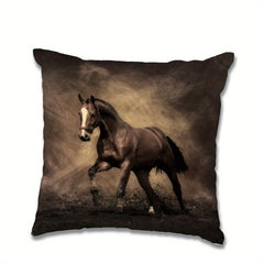 Horse Printed Throw Pillow Cover 18x18in