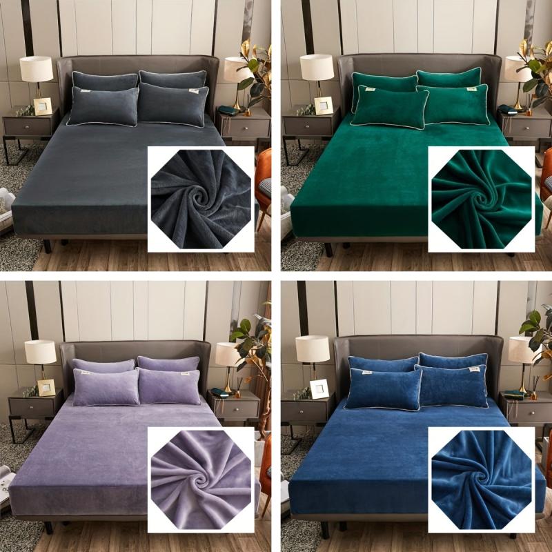 Soft Fleece Fitted Sheet for Bedroom and Hotel, Dustproof, Hypoallergenic