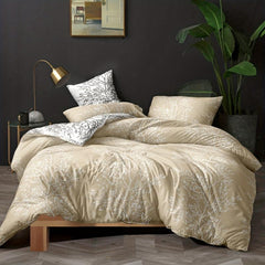 3pcs Branch & Leaf Printing Duvet Set Soft Comfortable Bedding