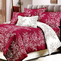 3pcs Branch & Leaf Printing Duvet Set Soft Comfortable Bedding
