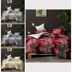 3pcs Branch & Leaf Printing Duvet Set Soft Comfortable Bedding