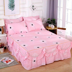 Brushed Bed Skirt Elastic Adjustable Flower Print Bedding Bedroom Decor