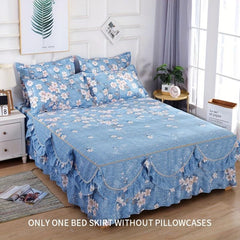 Brushed Bed Skirt Elastic Adjustable Flower Print Bedding Bedroom Decor