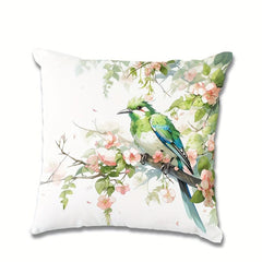 Green Bird Pillowcase for Home Decor - Sofa, Car, Office Chair Pattern Print Pil