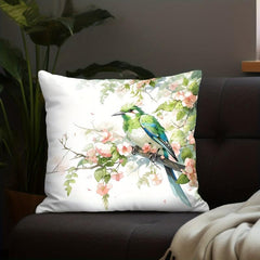 Green Bird Pillowcase for Home Decor - Sofa, Car, Office Chair Pattern Print Pil
