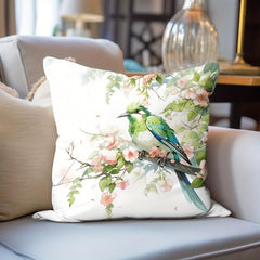 Green Bird Pillowcase for Home Decor - Sofa, Car, Office Chair Pattern Print Pil