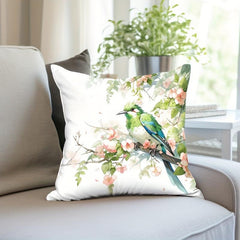 Green Bird Pillowcase for Home Decor - Sofa, Car, Office Chair Pattern Print Pil