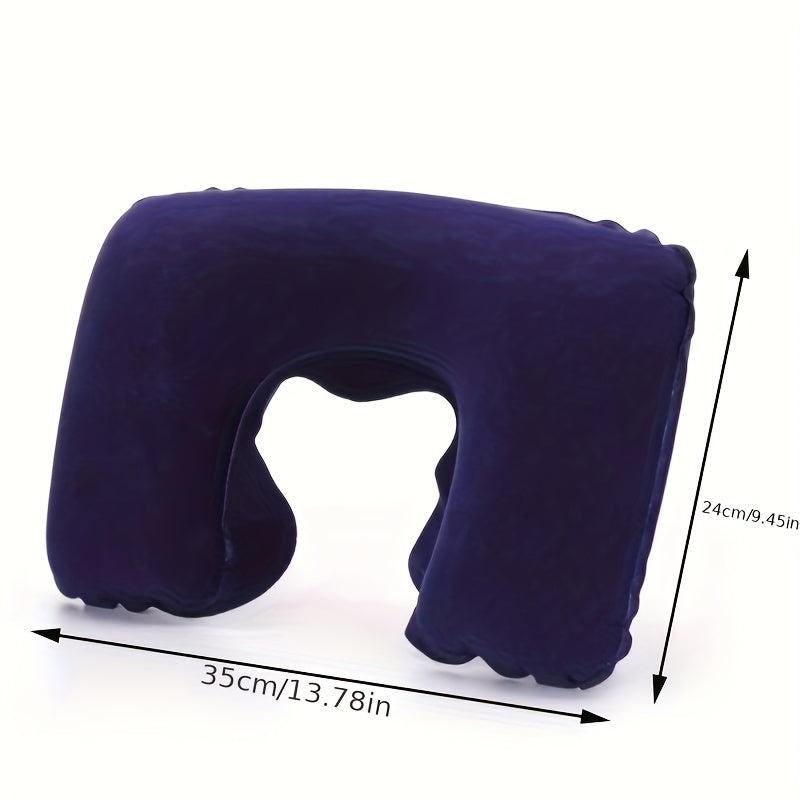 U Shaped Inflatable Travel Neck Pillow Soft for Long Sleep on Airplane Train