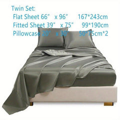 4pcs Stain Fitted Sheet Set Soft Comfortable Breathable Solid Bedding Set