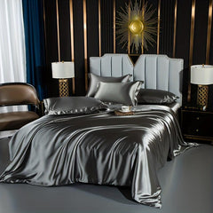 4pcs Stain Fitted Sheet Set Soft Comfortable Breathable Solid Bedding Set