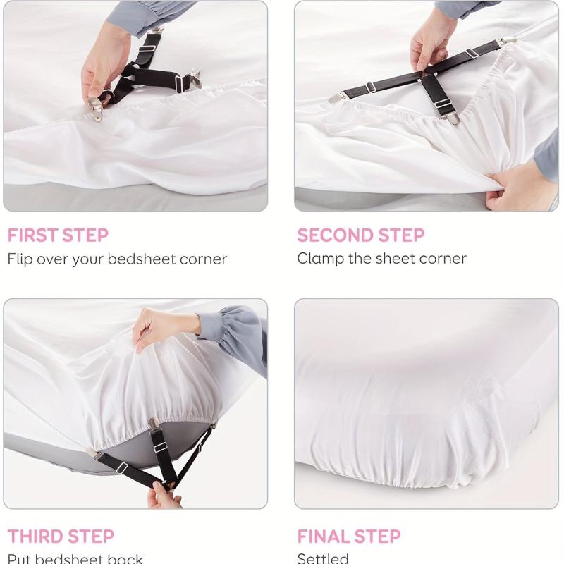 4PCS Triangle Bed Sheet Holder Elastic Suspenders Bed Sheet Straps
