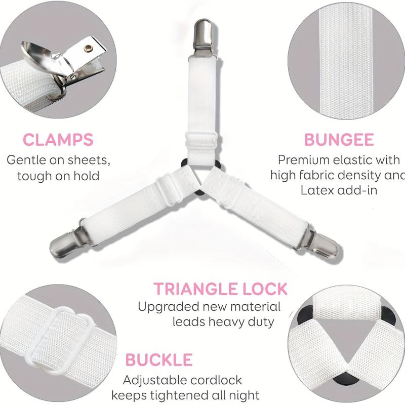 4PCS Triangle Bed Sheet Holder Elastic Suspenders Bed Sheet Straps
