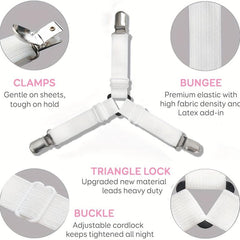 4PCS Triangle Bed Sheet Holder Elastic Suspenders Bed Sheet Straps