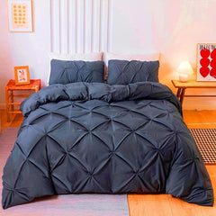 Pinch Pleated Duvet Cover Set Microfiber Comforter Cover