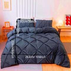 Pinch Pleated Duvet Cover Set Microfiber Comforter Cover