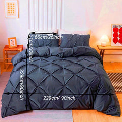 Pinch Pleated Duvet Cover Set Microfiber Comforter Cover
