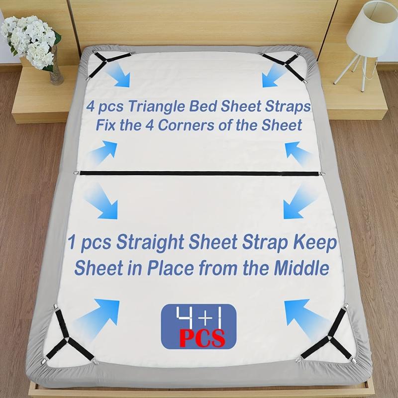 5pcs Triangle Bed Sheet Fixers Adjustable Elastic Sofa Tablecloth Fixing Belt