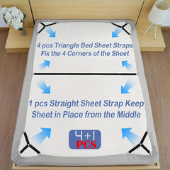 5pcs Triangle Bed Sheet Fixers Adjustable Elastic Sofa Tablecloth Fixing Belt