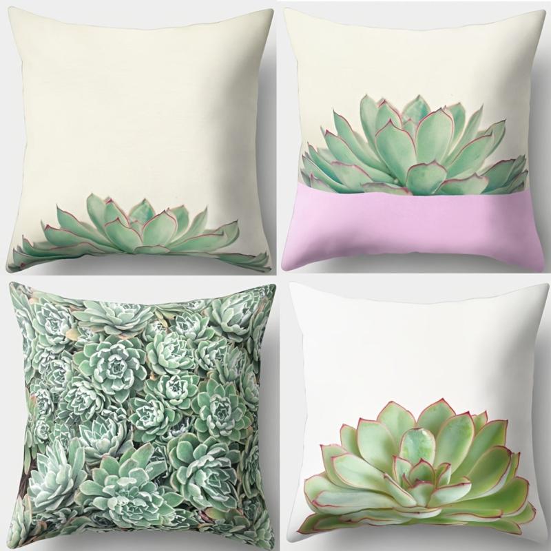 Succulents Plants Throw Pillow Case 32 x 17 Inches