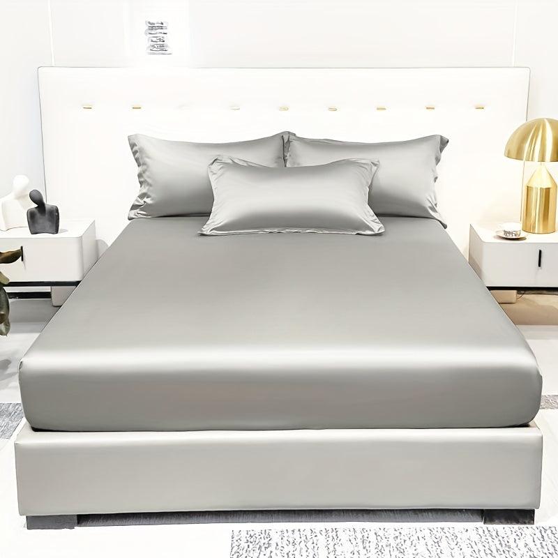 Soft Viscose Fitted Sheet in Light Gray - Deep Pocket Mattress Cover