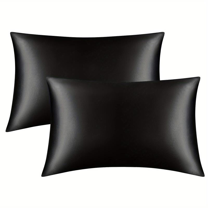 2pcs Silver Gray Silk Satin Pillowcase Envelope Closure