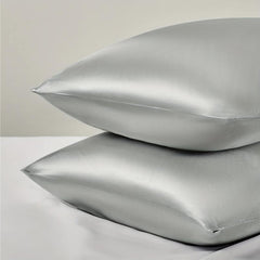 2pcs Silver Gray Silk Satin Pillowcase Envelope Closure