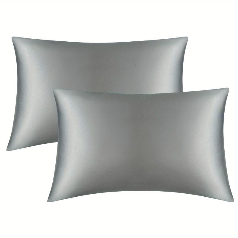2pcs Silver Gray Silk Satin Pillowcase Envelope Closure