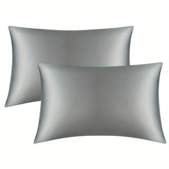 2pcs Silver Gray Silk Satin Pillowcase Envelope Closure