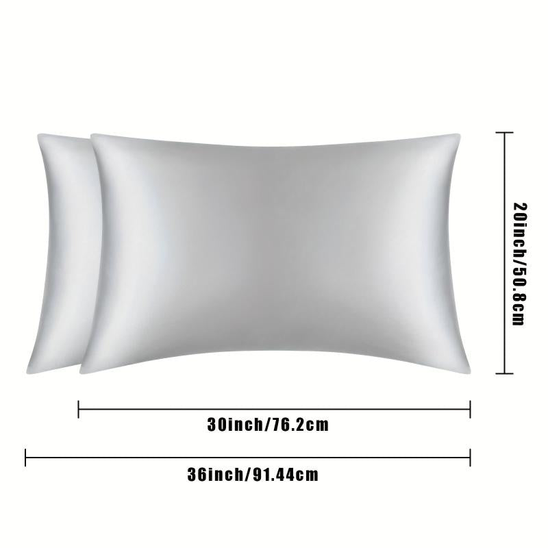 2pcs Silver Gray Silk Satin Pillowcase Envelope Closure