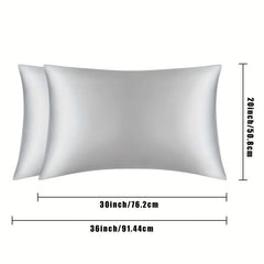 2pcs Silver Gray Silk Satin Pillowcase Envelope Closure