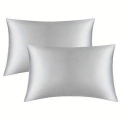 2pcs Silver Gray Silk Satin Pillowcase Envelope Closure