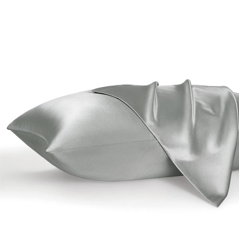 2pcs Silver Gray Silk Satin Pillowcase Envelope Closure