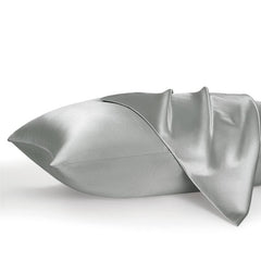 2pcs Silver Gray Silk Satin Pillowcase Envelope Closure