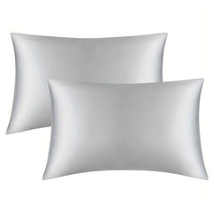 2pcs Silver Gray Silk Satin Pillowcase Envelope Closure