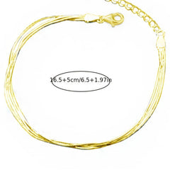 Multilayer Flat Snake Link Chain Bracelet for Women