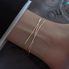 Multilayer Flat Snake Link Chain Bracelet for Women