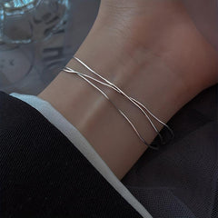 Multilayer Flat Snake Link Chain Bracelet for Women