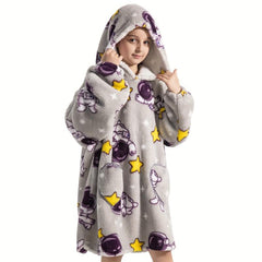 Kids Oversized Hoodie Blanket Sherpa Fleece Warm Wearable Sweatshirt