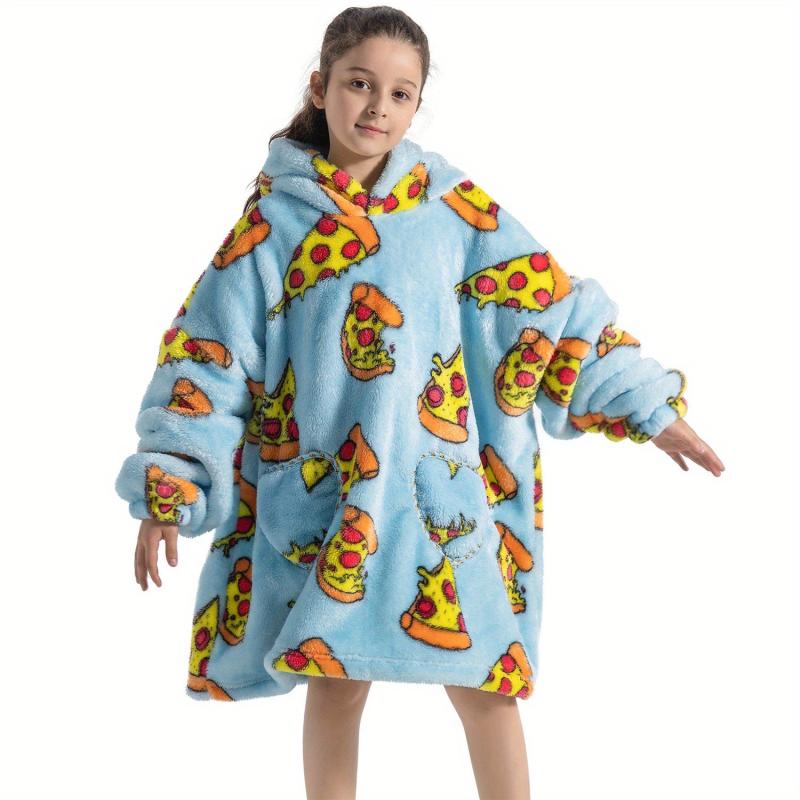 Kids Oversized Hoodie Blanket Sherpa Fleece Warm Wearable Sweatshirt