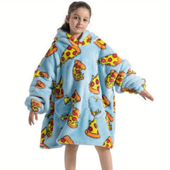Kids Oversized Hoodie Blanket Sherpa Fleece Warm Wearable Sweatshirt