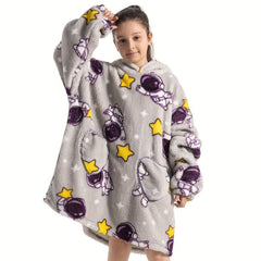 Kids Oversized Hoodie Blanket Sherpa Fleece Warm Wearable Sweatshirt