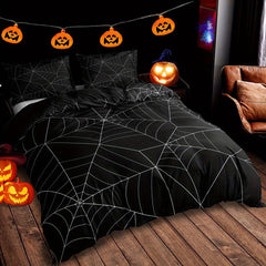 Halloween Spider Web Duvet Cover Set - 3pcs