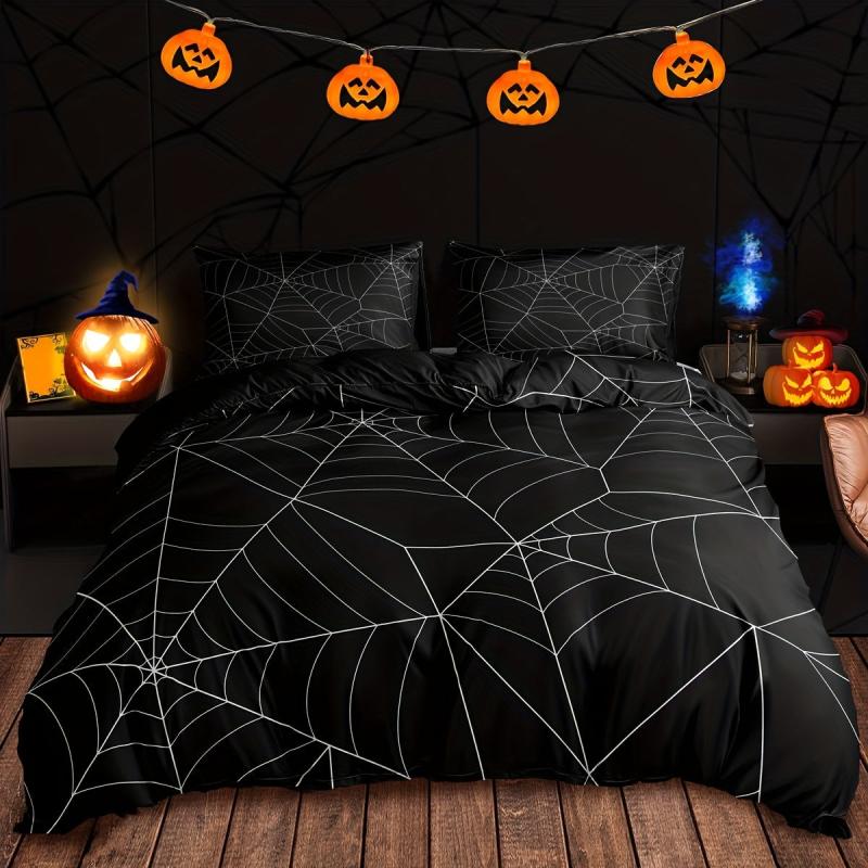 Halloween Spider Web Duvet Cover Set - 3pcs
